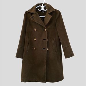 topshop khaki green blazer peacoat with gold buttons minimalist clean girl chic